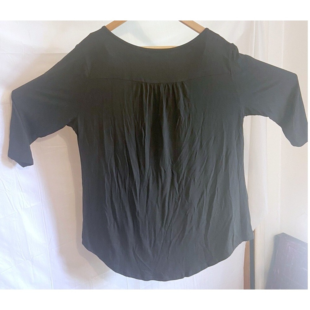 Thanth Womens Black Henley‎ Pleated Tunic Top 3/4 Sleeve Plus Size 2XL - Picture 3 of 7